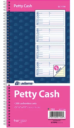 Adams® 2-Part Petty Cash Receipt Book, 5 1/2" x 11", Book Of 200 Sets