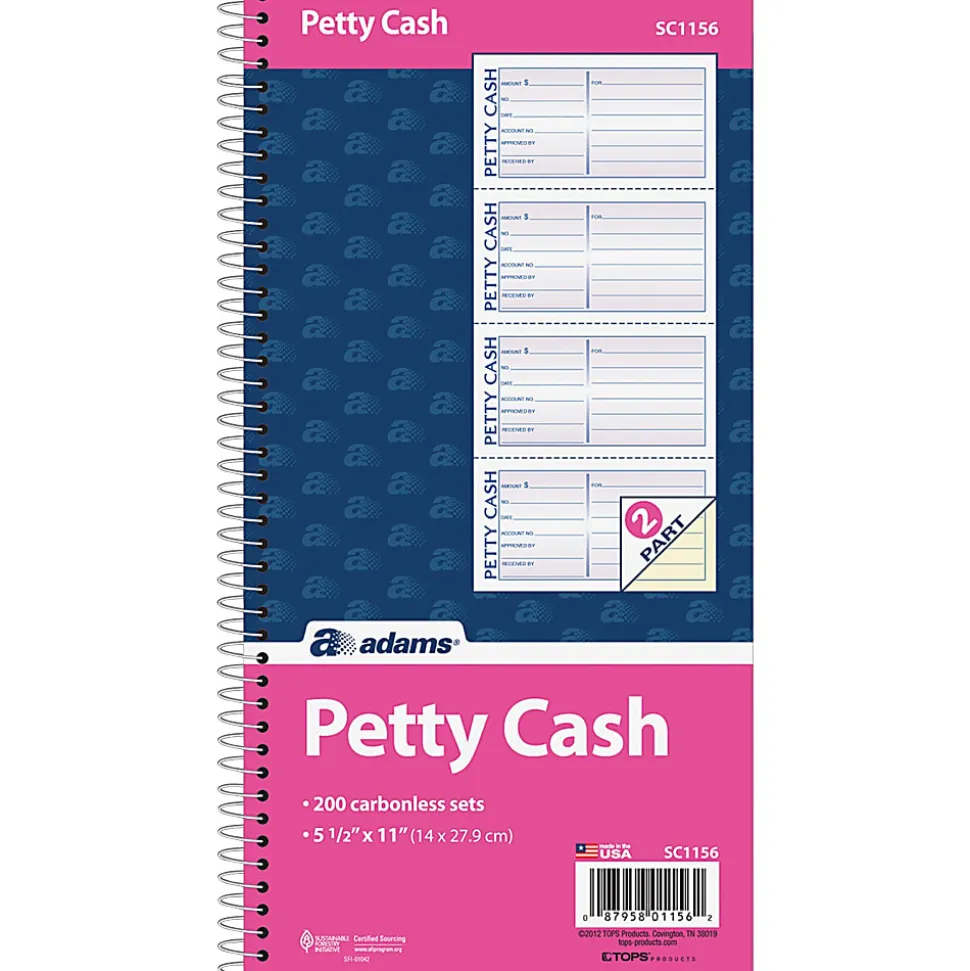 Adams® 2-Part Petty Cash Receipt Book, 5 1/2" x 11", Book Of 200 Sets