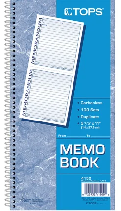 Adams® 2-Part Spiral Memo Book, 5 1/4" x 11", Book Of 100 Sets