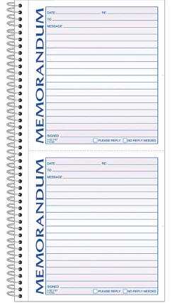 Adams® 2-Part Spiral Memo Book, 5 1/4" x 11", Book Of 100 Sets
