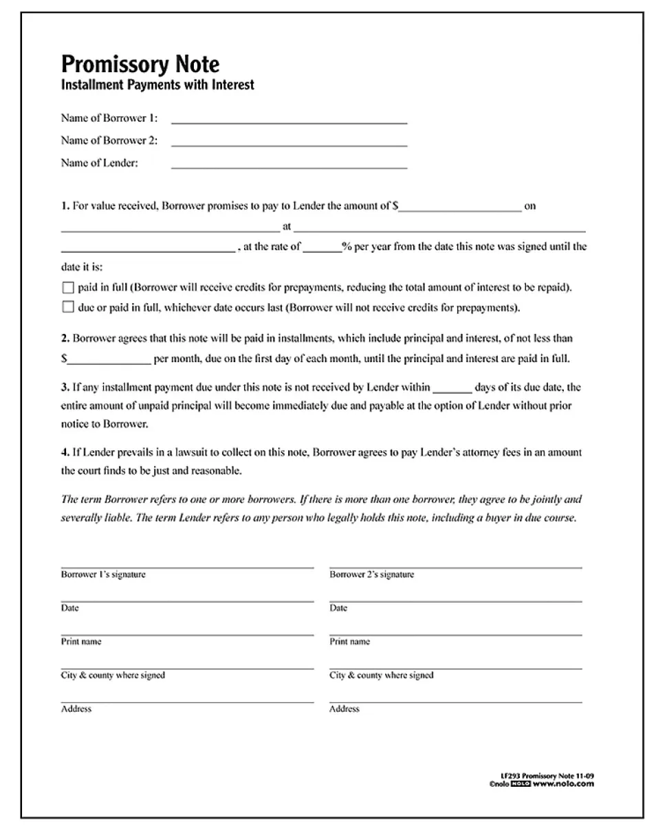 Adams® Promissory Note