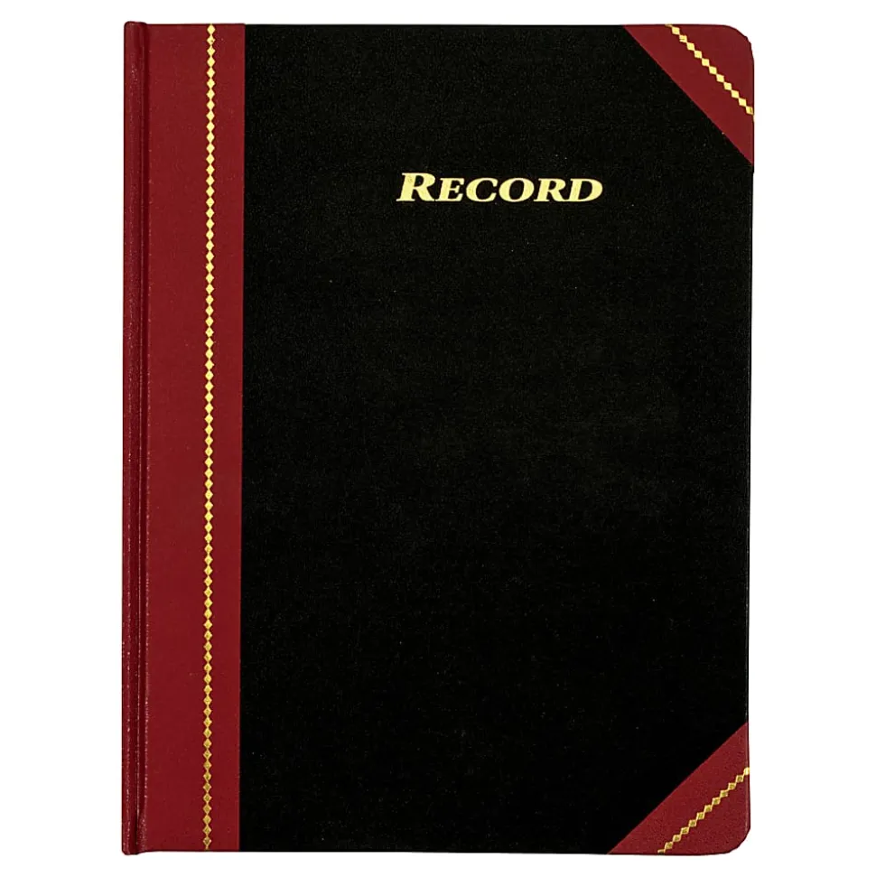 Adams® Record Ledger, 10 3/4" x 8 1/4", Black/Maroon