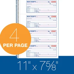 Adams Spiral 2-part Money/Rent Receipt Book - 200 Sheet(s) - Spiral Bound - 2 Part - 2.75
