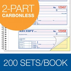 Adams Spiral 2-part Money/Rent Receipt Book - 200 Sheet(s) - Spiral Bound - 2 Part - 11