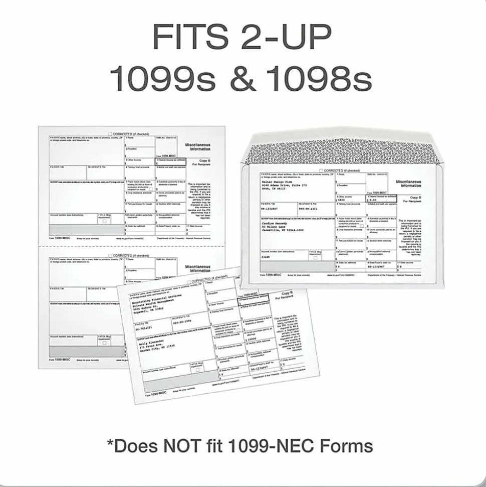 Adams 1098/1099 Tax Form Envelopes - Document - 9" Width x 5 5/8" Length - Gummed - White - 24 / Pack