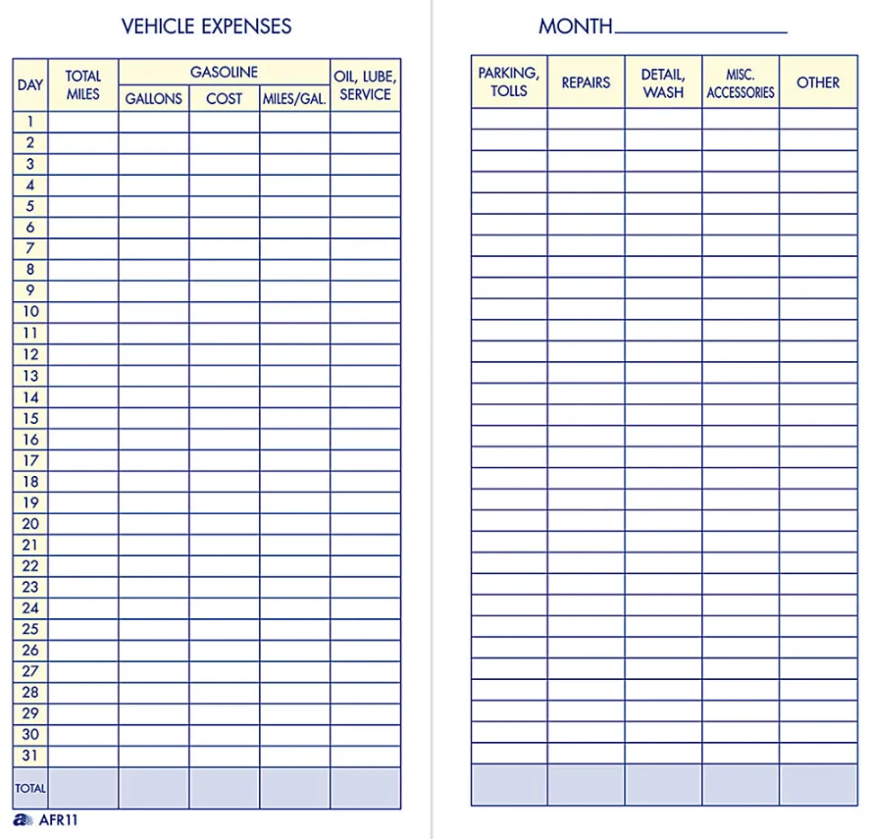 Adams® Vehicle Expense Book
