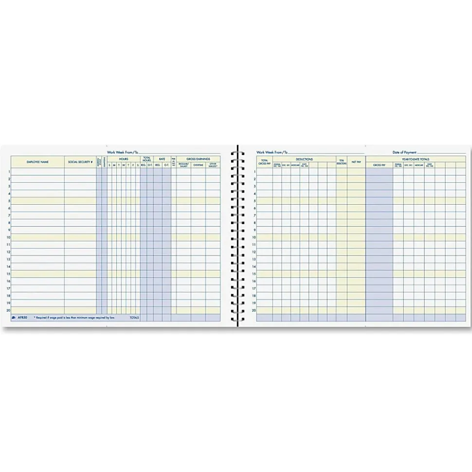 Adams® Weekly Payroll Book, 8 1/2" x 11", Blue