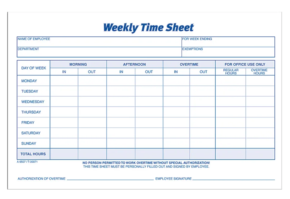 Adams™ Weekly Time Sheets, 8 1/2" x 5 1/2", White, 100 Sheets Per Pad, Pack Of 2 Pads