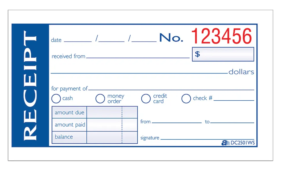 Adams® Write N' Stick Receipt Book, 2 3/4" x 5 3/8", 2-Part, Book Of 50 Sets
