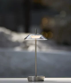 Adesso ADS360 Ako LED Cordless Table Lamp, Steel with Clear Acrylic White Shade