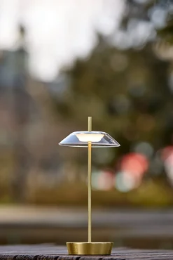 Adesso ADS360 Ako LED Cordless Table Lamp, Antique Brass with Clear Acrylic White Shade
