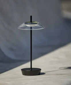 Adesso ADS360 Ako LED Cordless Table Lamp, Black with Clear Acrylic White Shade