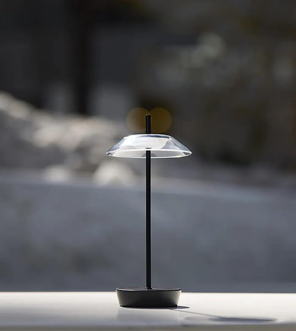 Adesso ADS360 Ako LED Cordless Table Lamp, Black with Clear Acrylic White Shade
