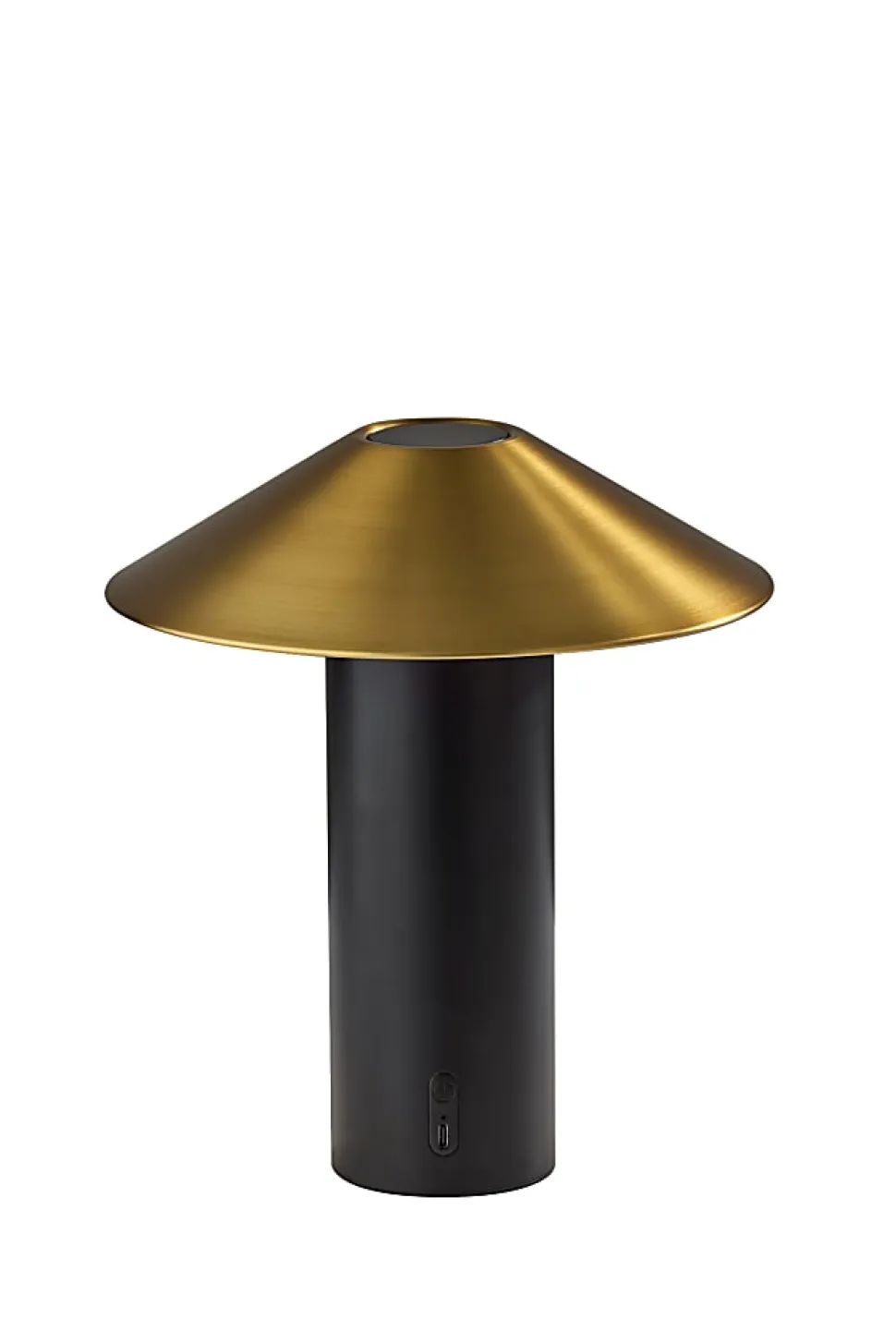 Adesso ADS360 Pina LED Cordless Table Lamp, Black with Antique Brass Sahde