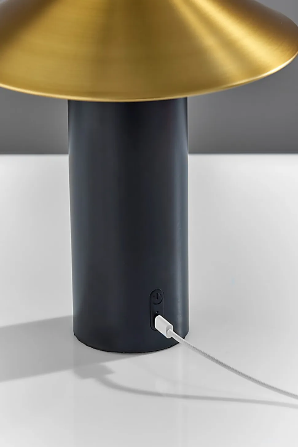 Adesso ADS360 Pina LED Cordless Table Lamp, Black with Antique Brass Sahde