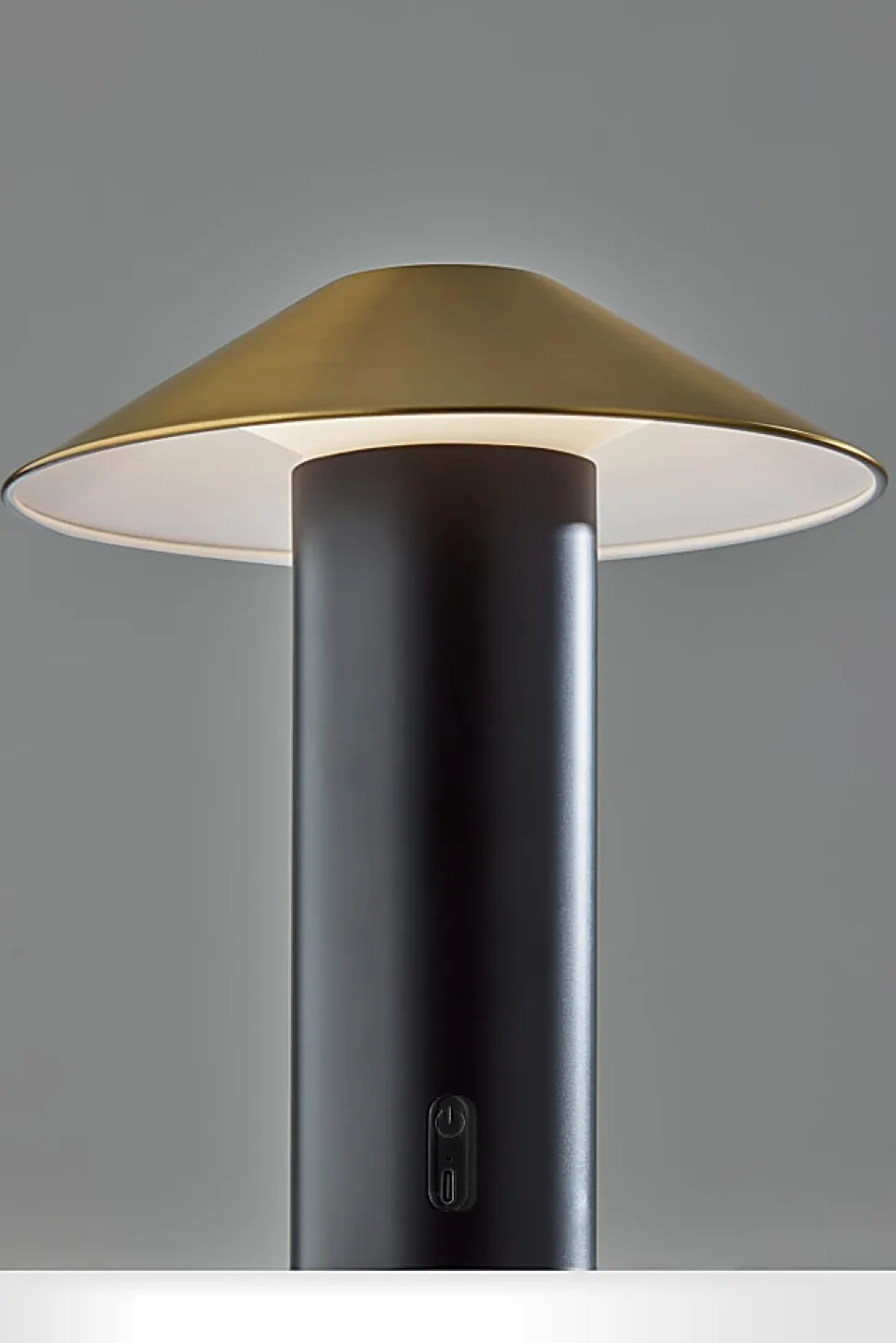 Adesso ADS360 Pina LED Cordless Table Lamp, Black with Antique Brass Sahde