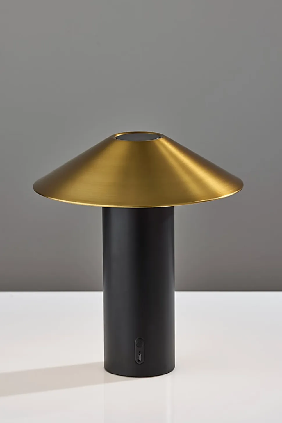 Adesso ADS360 Pina LED Cordless Table Lamp, Black with Antique Brass Sahde
