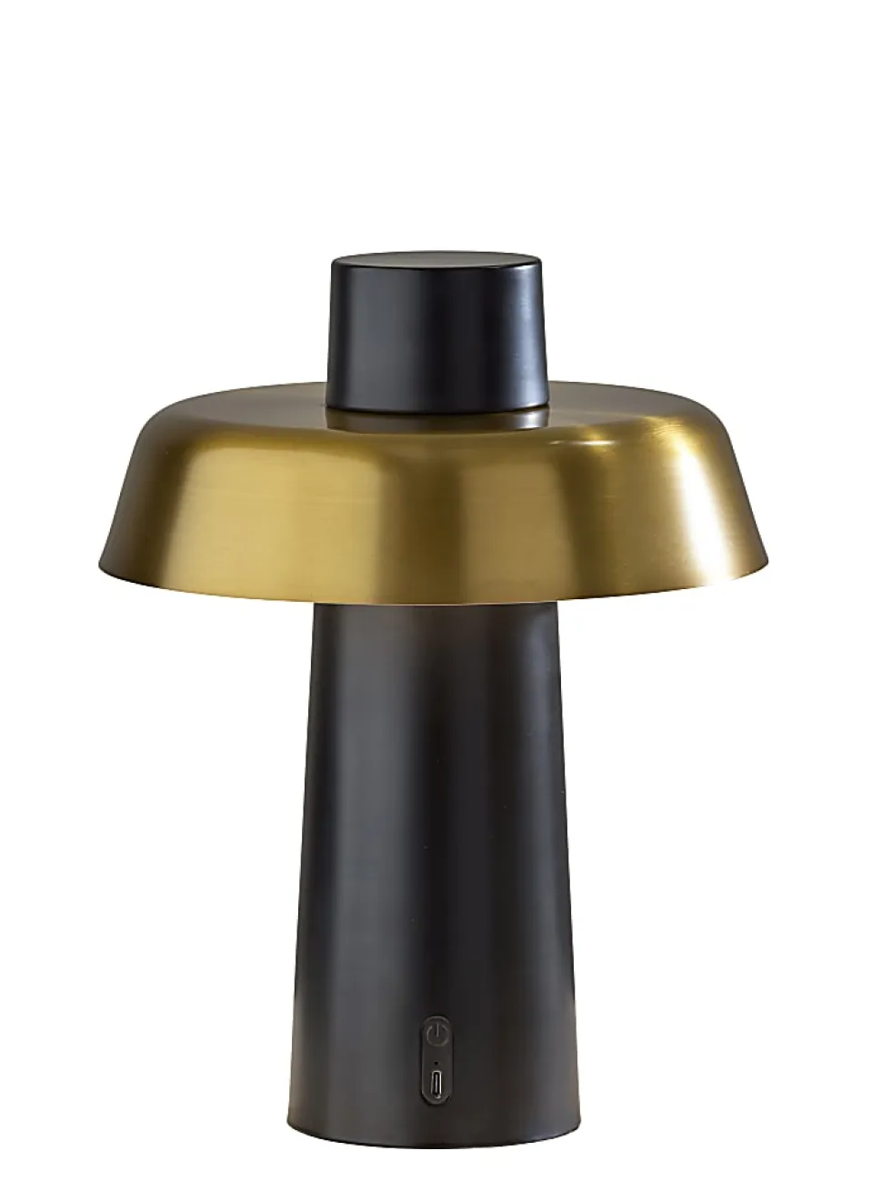 Adesso ADS360 Pirlo LED Cordless Table Lamp, Black with Antique Brass Sahde