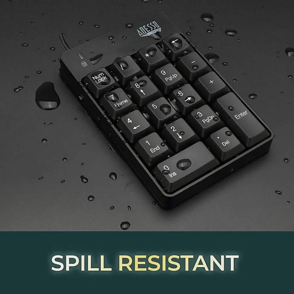 Adesso® AKB-601UB USB Spill-Resistant Numeric Keypad