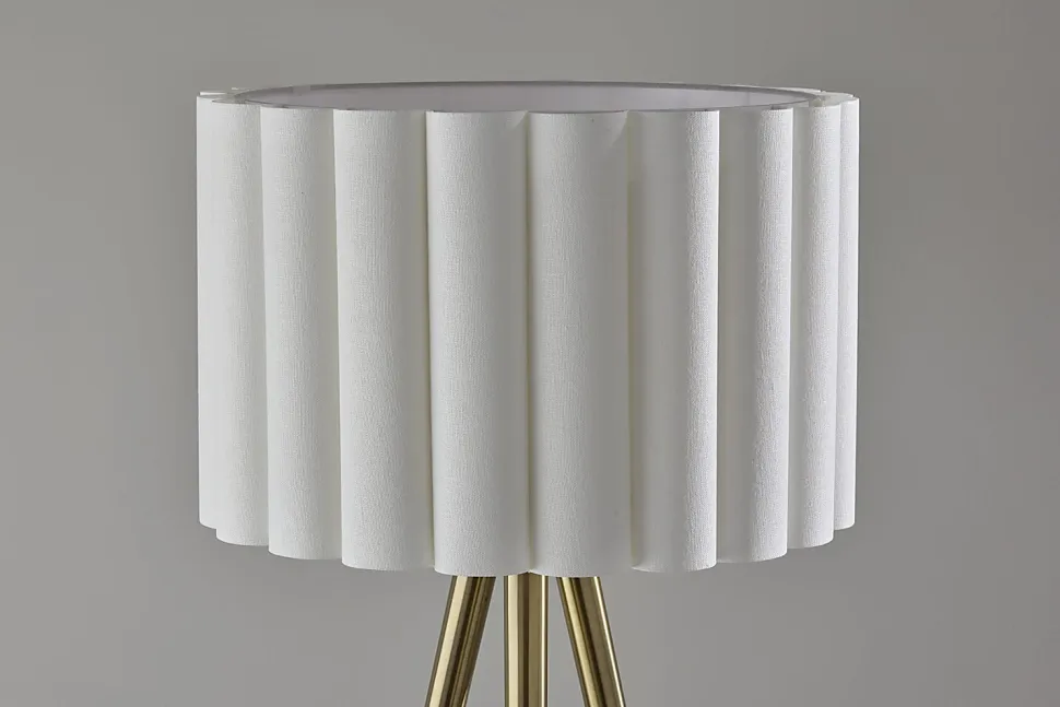 Adesso Caldwell 61"H Floor Lamp, Beige/Antique Brass