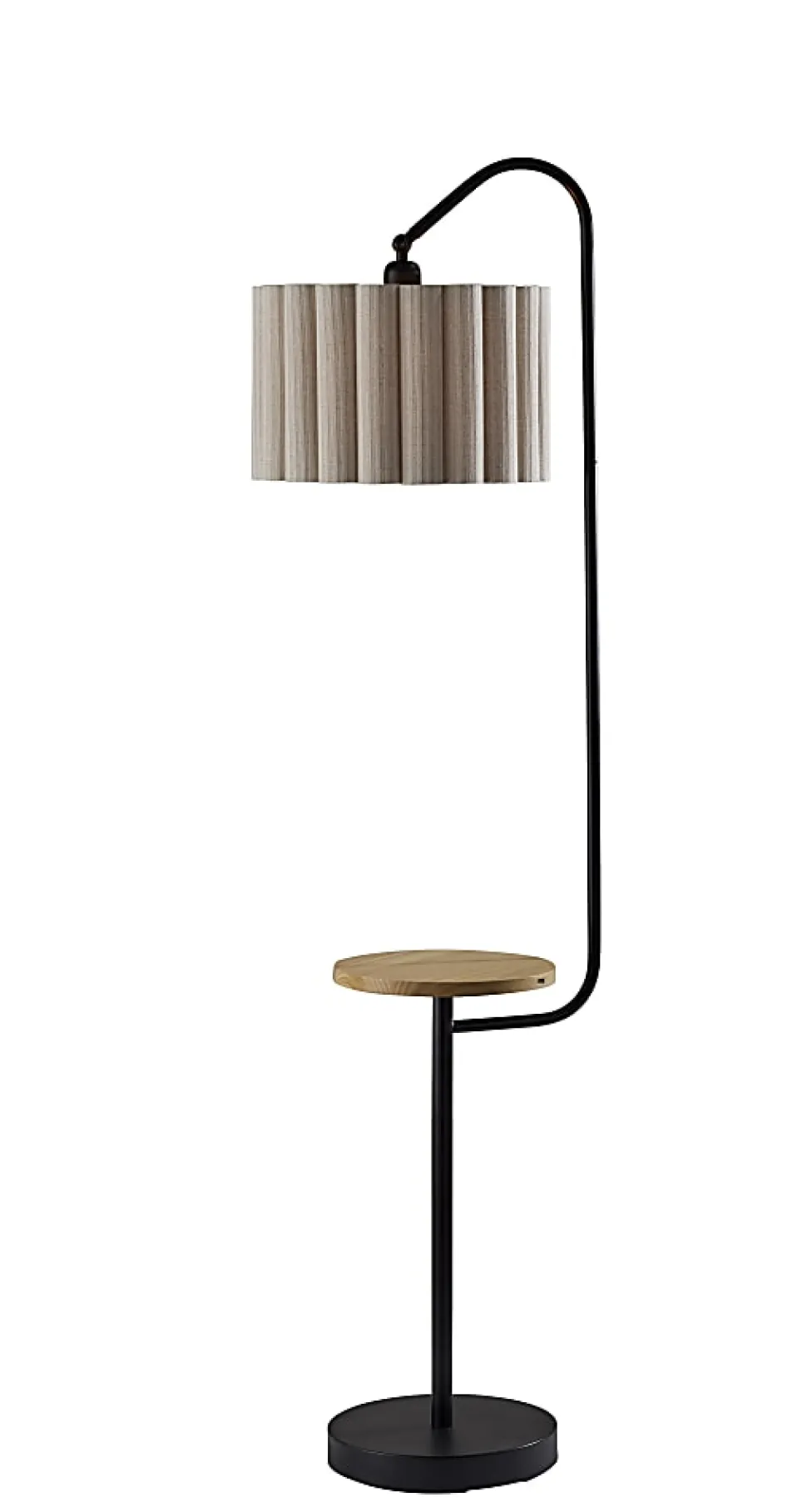 Adesso Caldwell Shelf Floor Lamp, Black with Beige Linen Shade