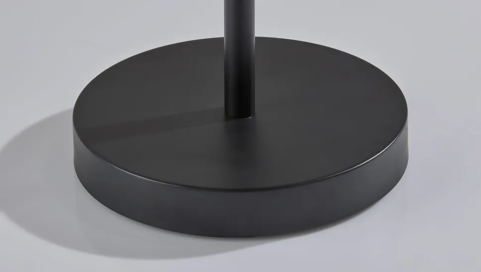Adesso Caldwell Shelf Floor Lamp, Black with Beige Linen Shade