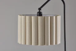 Adesso Caldwell Shelf Floor Lamp, Black with Beige Linen Shade
