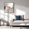 Adesso Claret Floor Lamp, Black with Off-White Fabric Shade