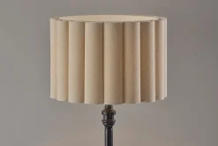 Adesso Claret Floor Lamp, Black with Off-White Fabric Shade