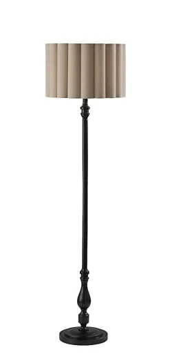 Adesso Claret Floor Lamp, Black with Off-White Fabric Shade