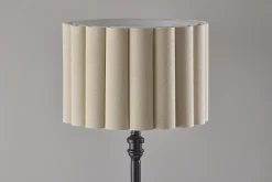 Adesso Claret Floor Lamp, Black with Off-White Fabric Shade