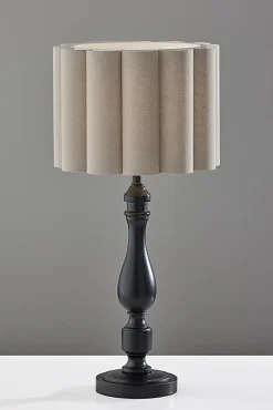 Adesso Claret Table Lamp, Black with Off-White Fabric Shade