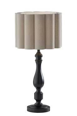Adesso Claret Table Lamp, Black with Off-White Fabric Shade