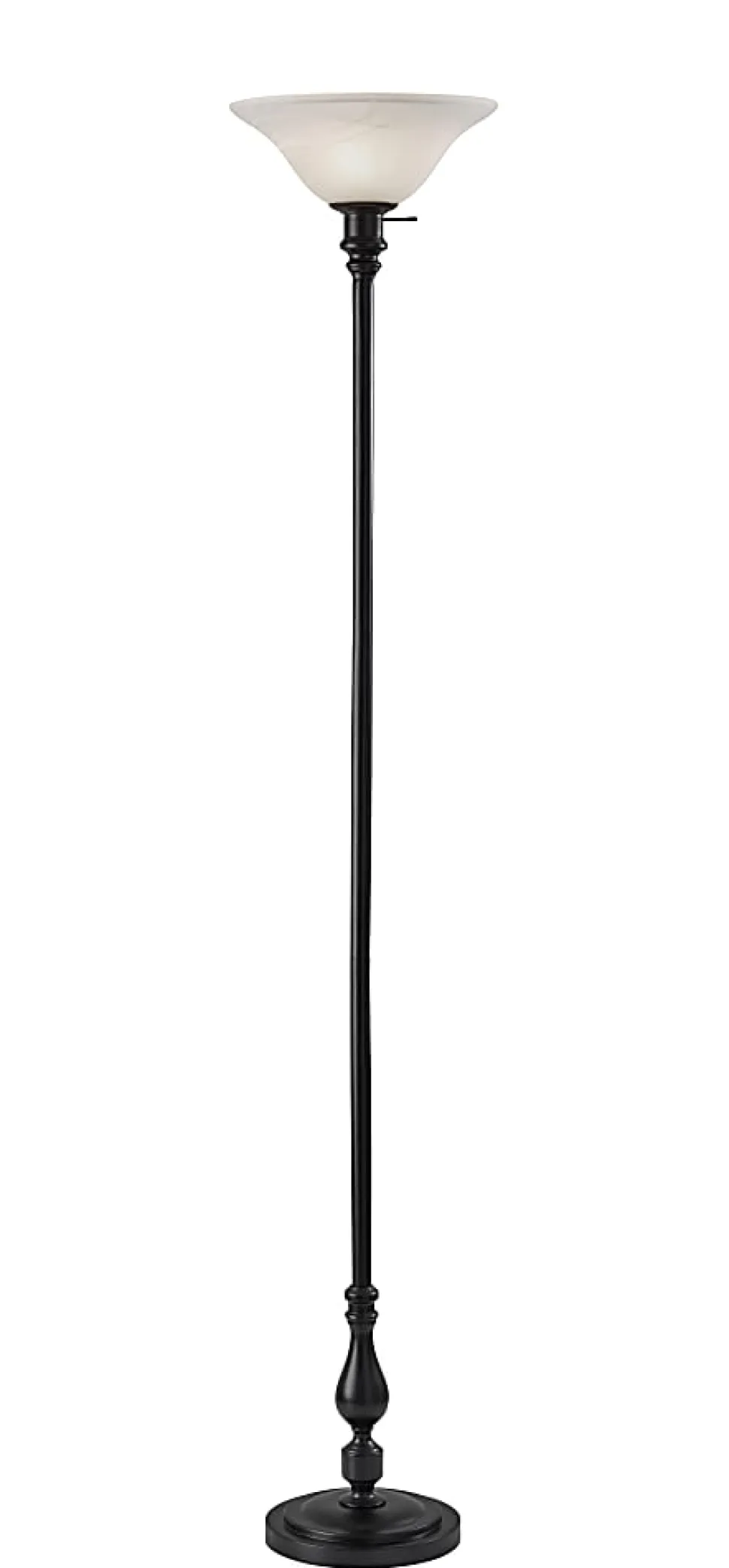 Adesso Claret Torchiere, Black with White Alabaster Shade