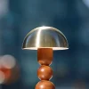Adesso Connie LED Cordless Table Lamp, Walnut with Antique Brass Shade