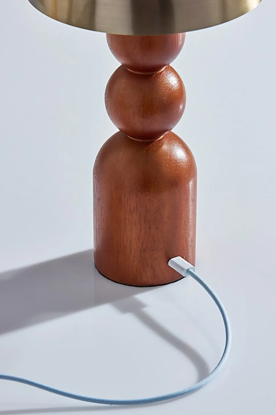 Adesso Connie LED Cordless Table Lamp, Walnut with Antique Brass Shade