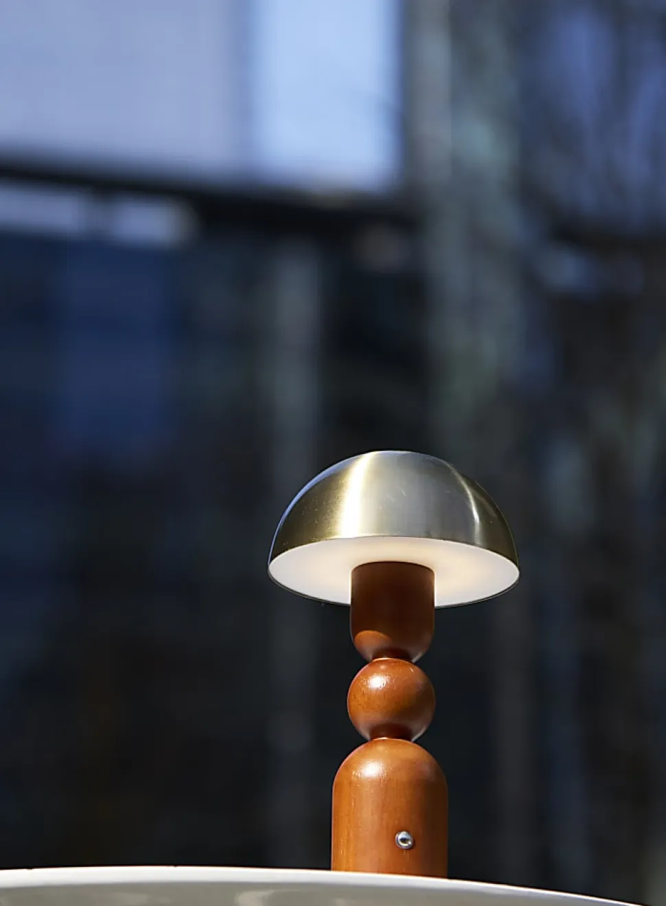 Adesso Connie LED Cordless Table Lamp, Walnut with Antique Brass Shade