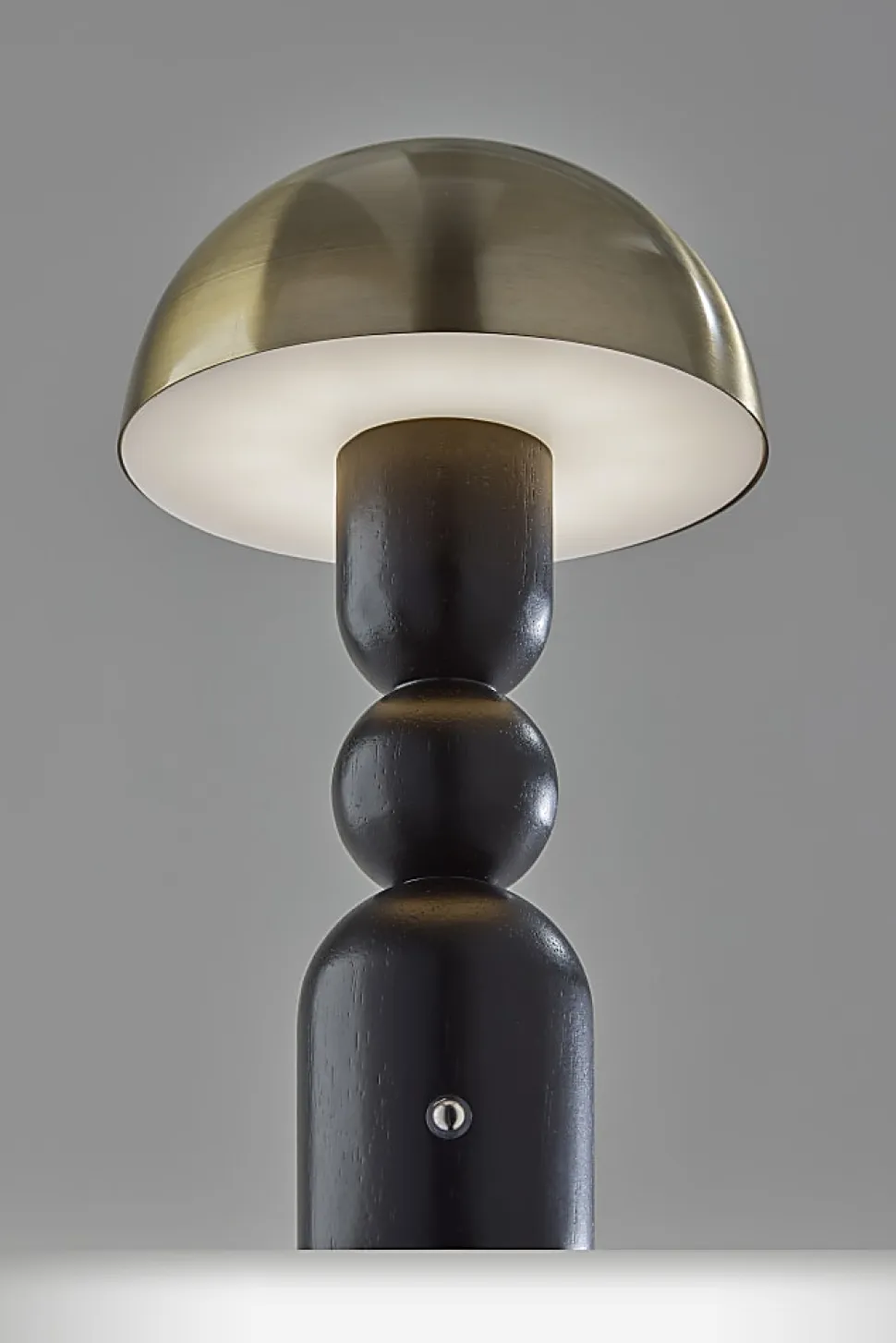 Adesso Connie LED Cordless Table Lamp, Black with Antique Brass Shade