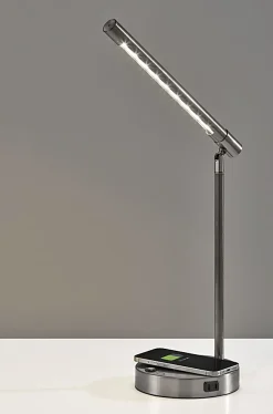 Adesso Dax LED Wireless Charging Desk Lamp, Brushed Steel