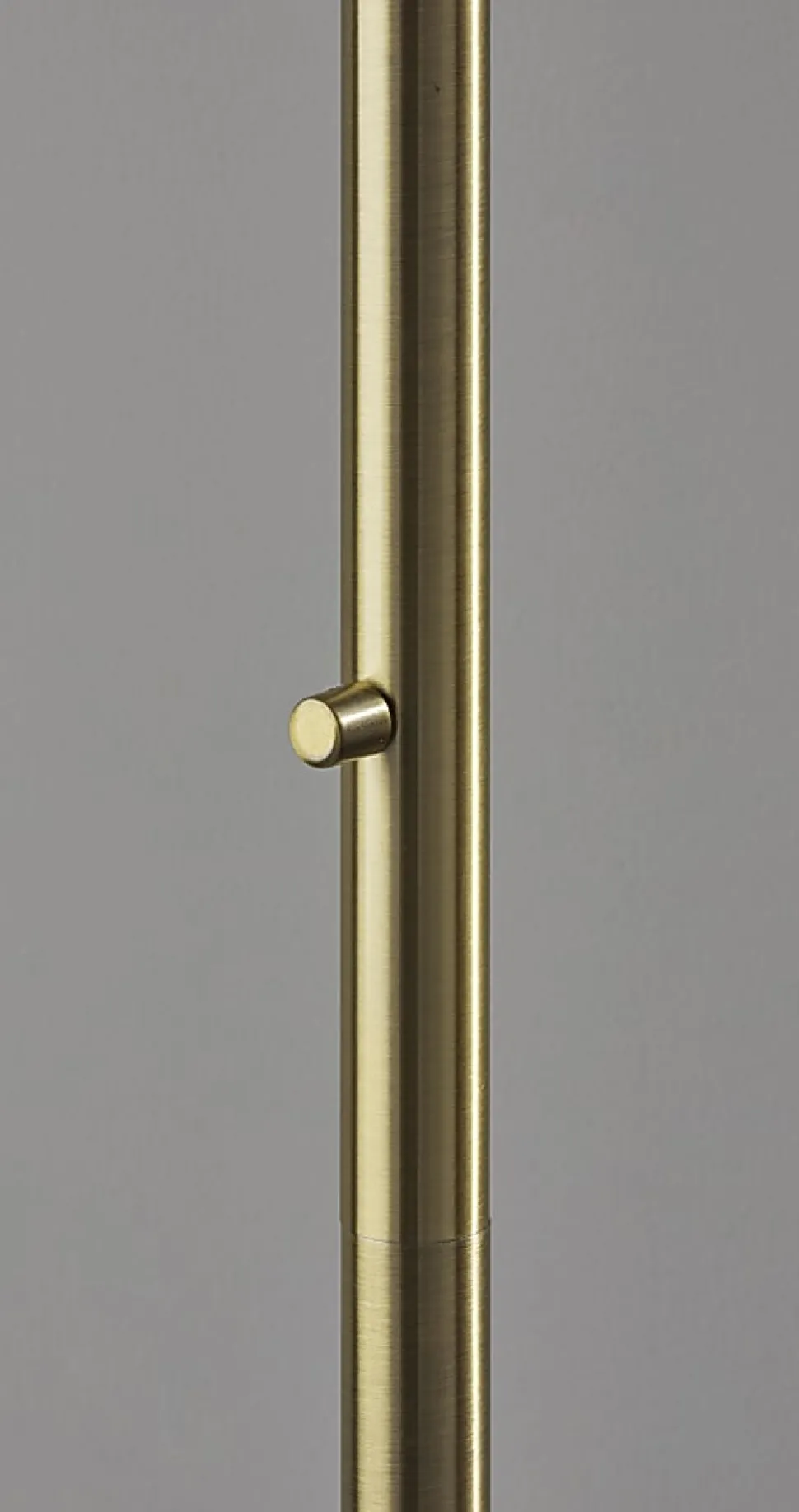Adesso Delaney Arc Floor Lamp, 76”H, Off-White Shade/Antique Brass Base