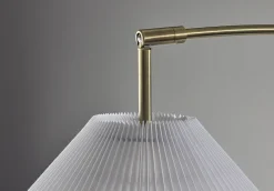Adesso Delaney Arc Floor Lamp, 76”H, Off-White Shade/Antique Brass Base