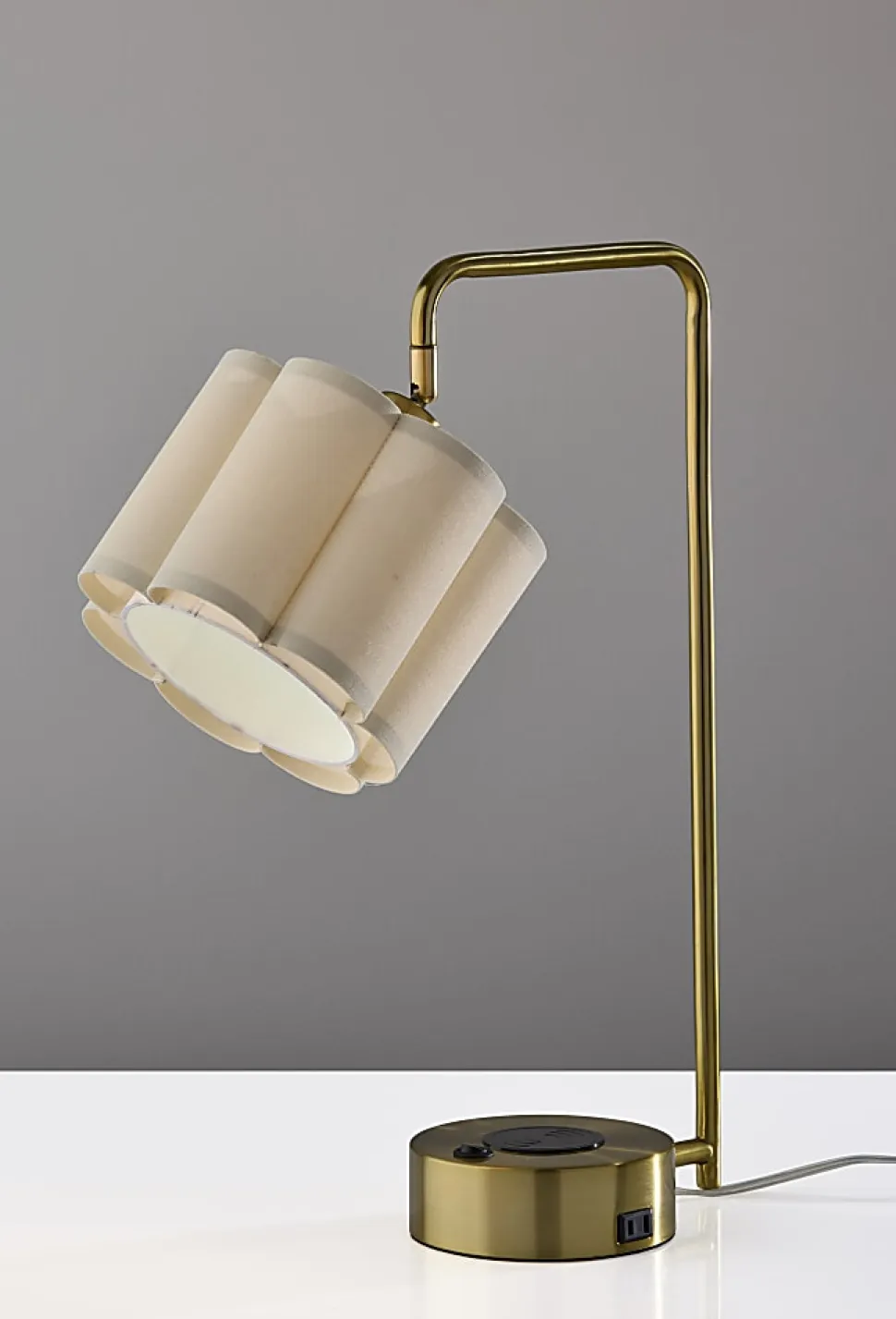 Adesso Dover Supercharger 22.25"H Desk Lamp, Beige/Antique Brass
