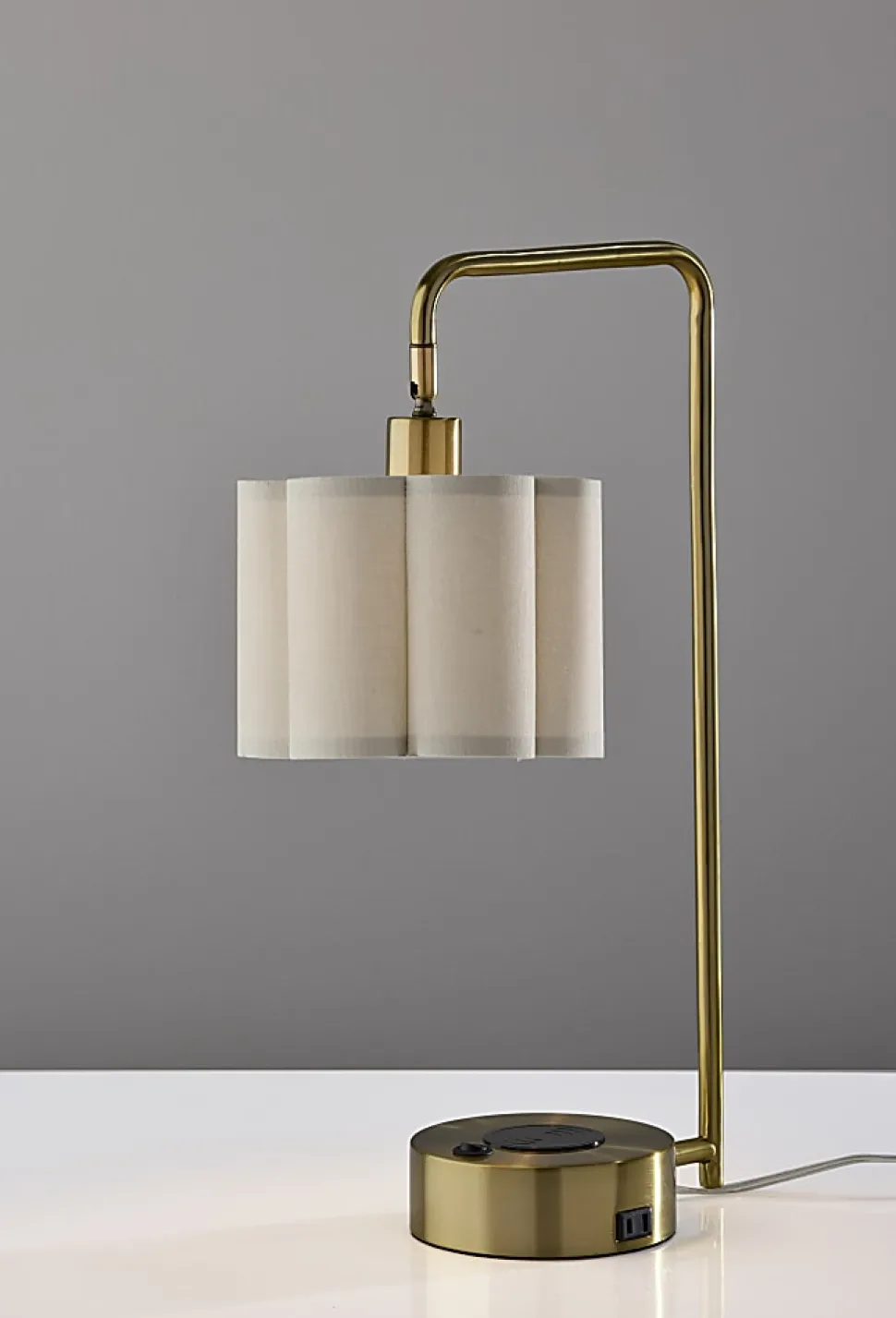 Adesso Dover Supercharger 22.25"H Desk Lamp, Beige/Antique Brass