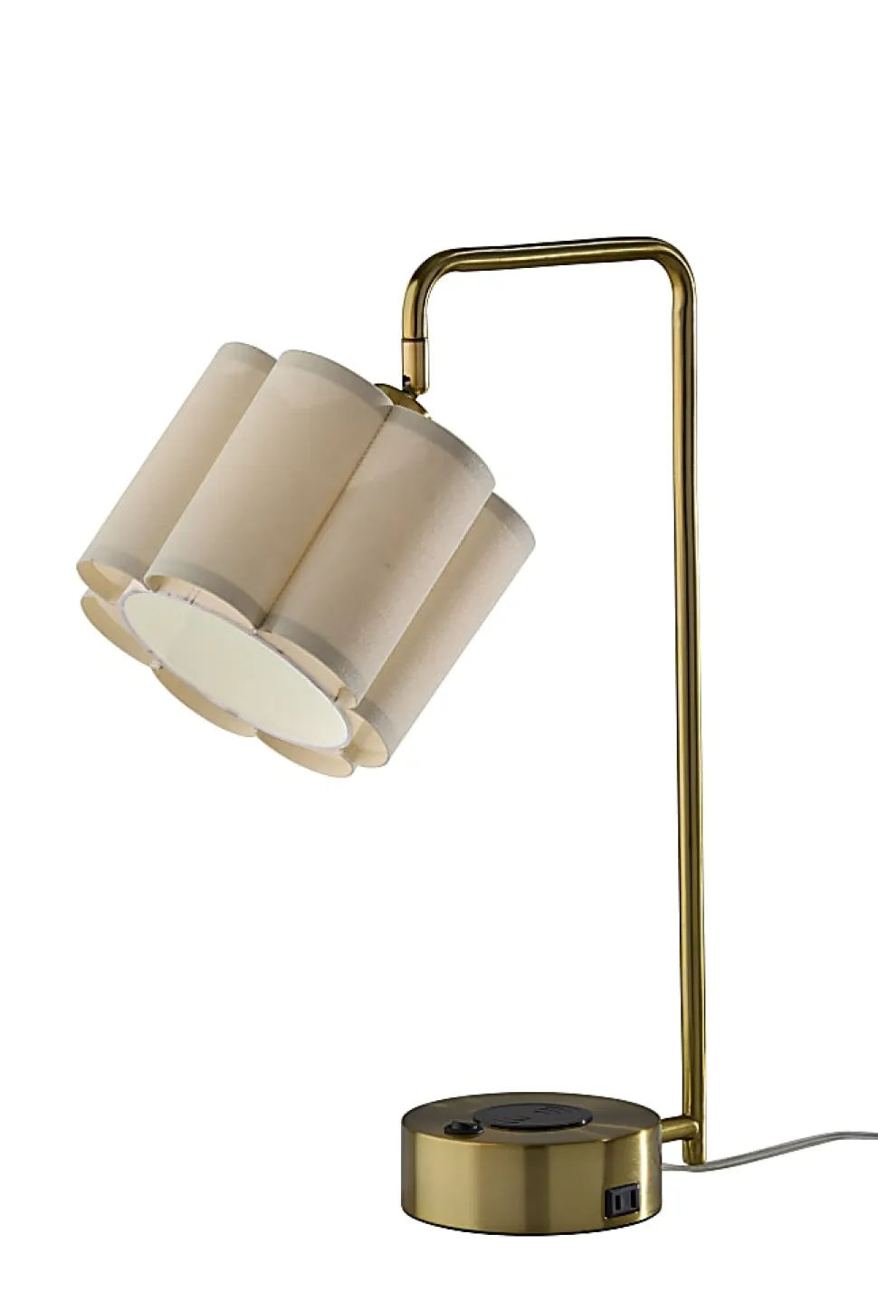 Adesso Dover Supercharger 22.25"H Desk Lamp, Beige/Antique Brass