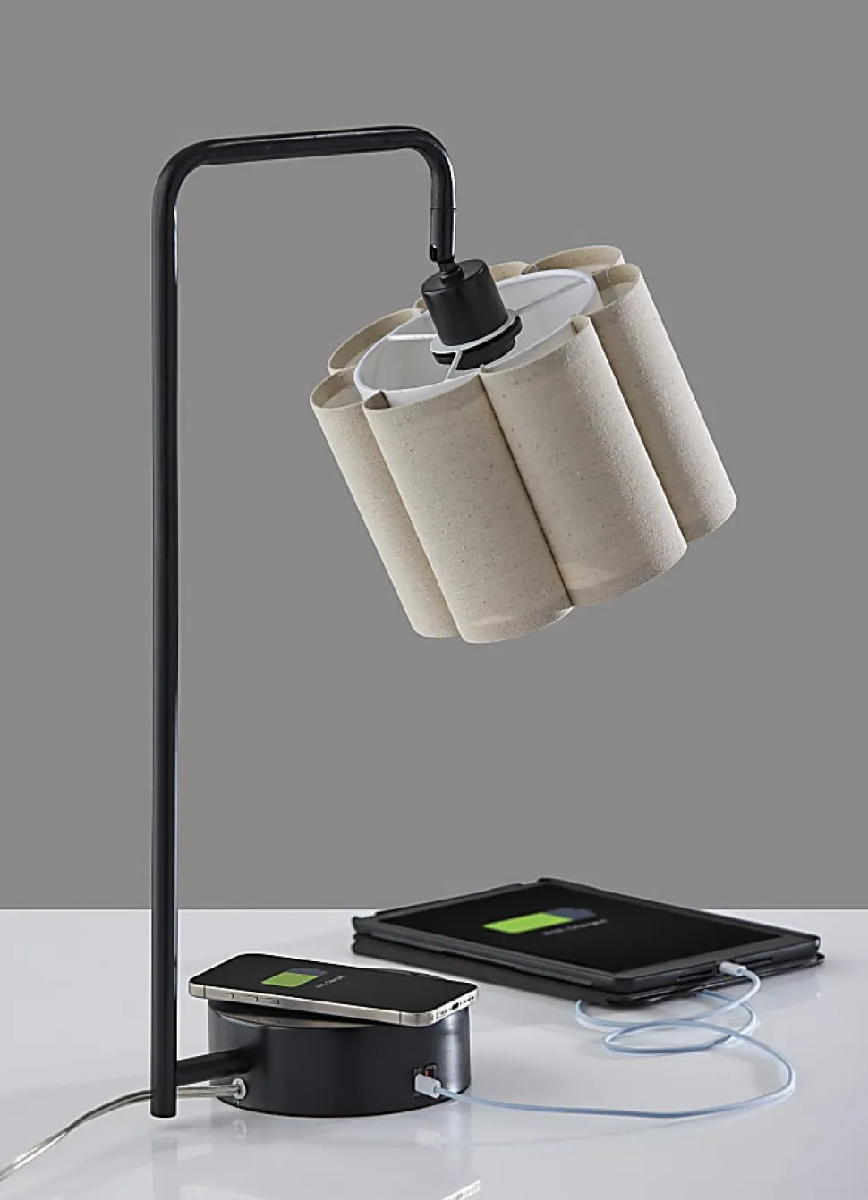 Adesso Dover Supercharger 22.25"H Desk Lamp, Beige/Black