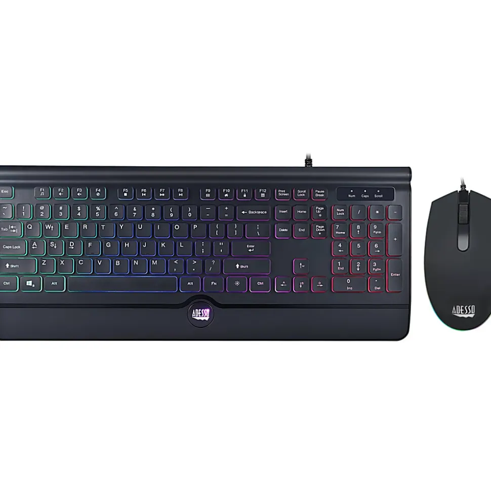 Adesso EasyTouch 137CB Illuminated Gaming Keyboard & Mouse Combo - USB Cable - 104 Key - English (US) - AKB137CB