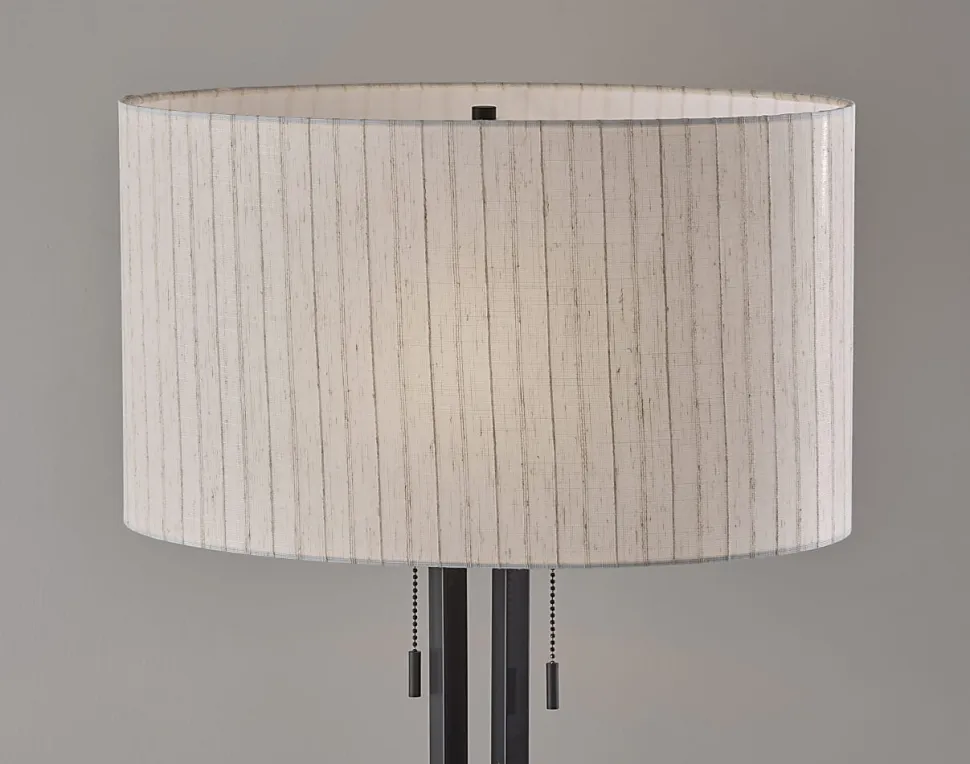 Adesso Foster 62"H Floor Lamp, Linen/Black