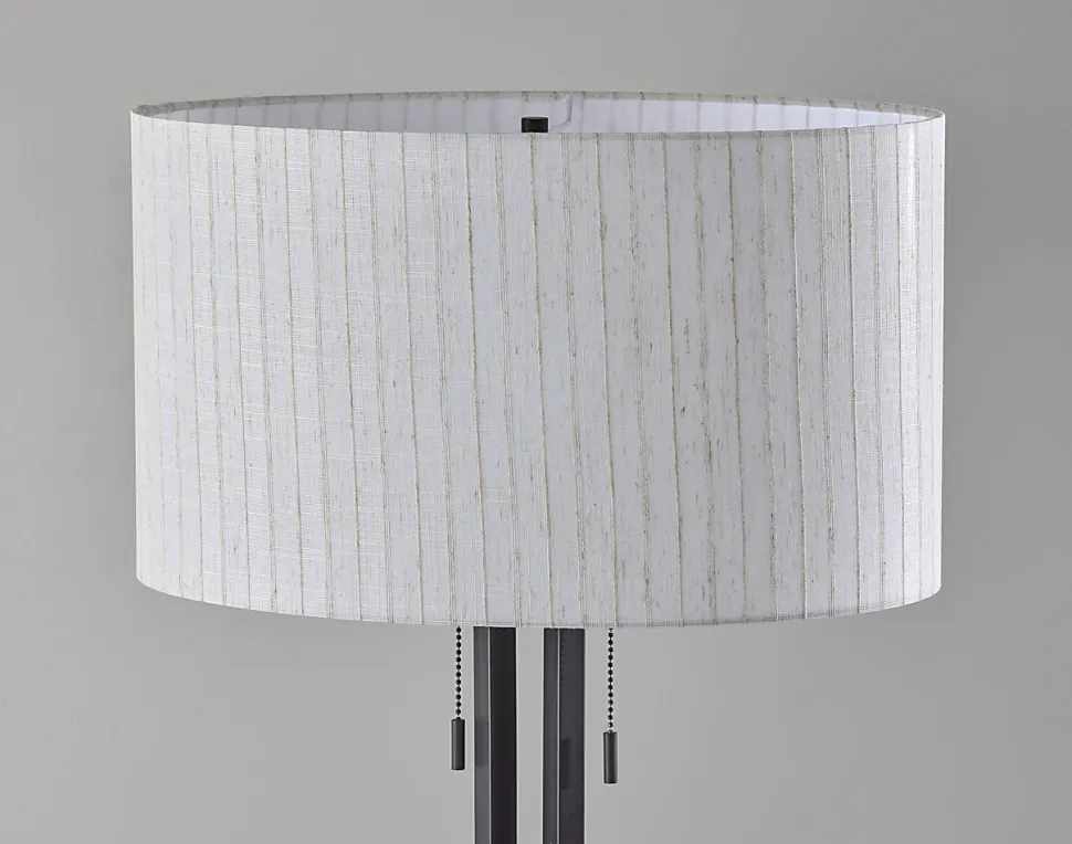 Adesso Foster 62"H Floor Lamp, Linen/Black