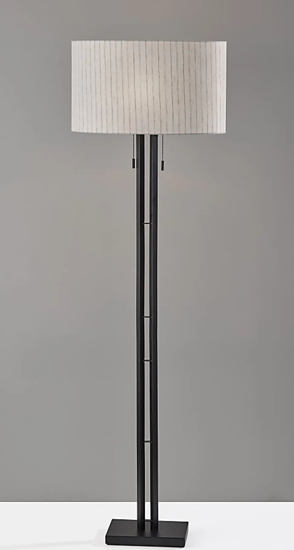 Adesso Foster 62"H Floor Lamp, Linen/Black