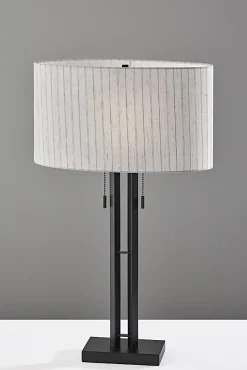 Adesso Foster 28"H Table Lamp, Linen/Black